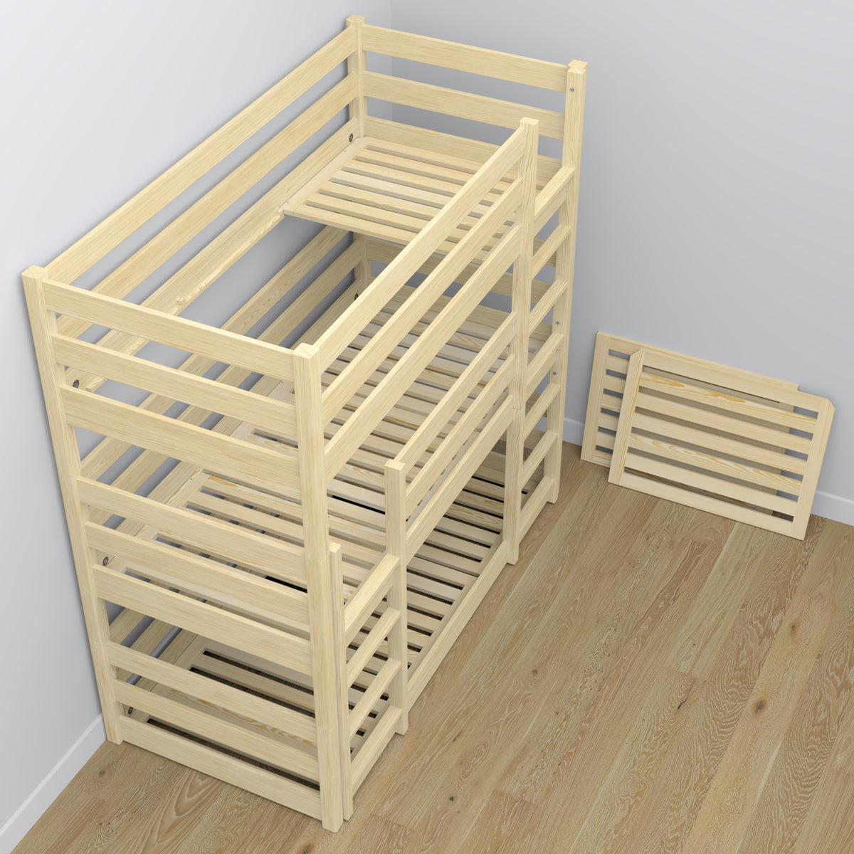 Sommier en pin pour lit superposé 3 niveaux Nizio – base durable