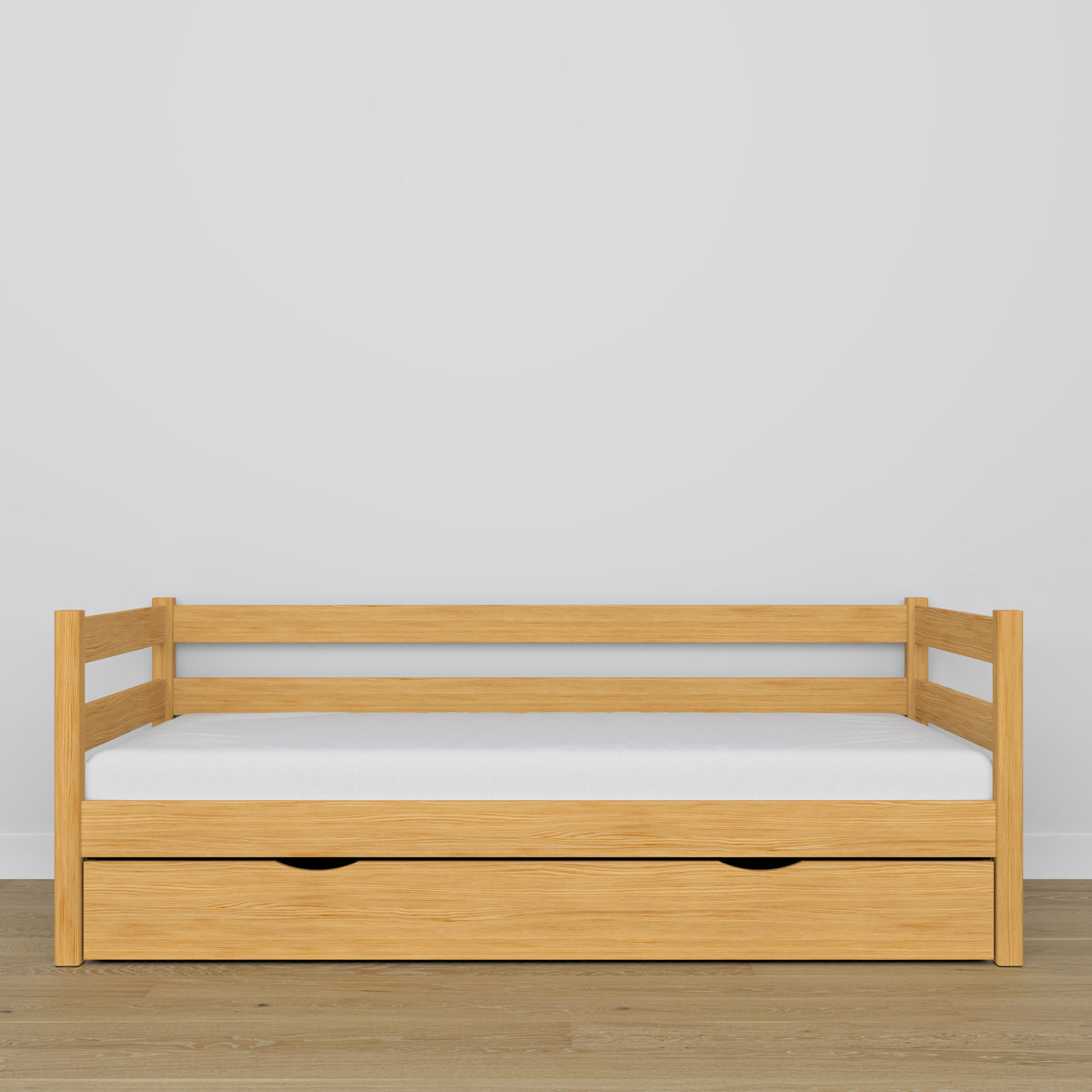 Sofa-lit avec tiroir pin naturel en bois – dimensions et schéma, Nizio