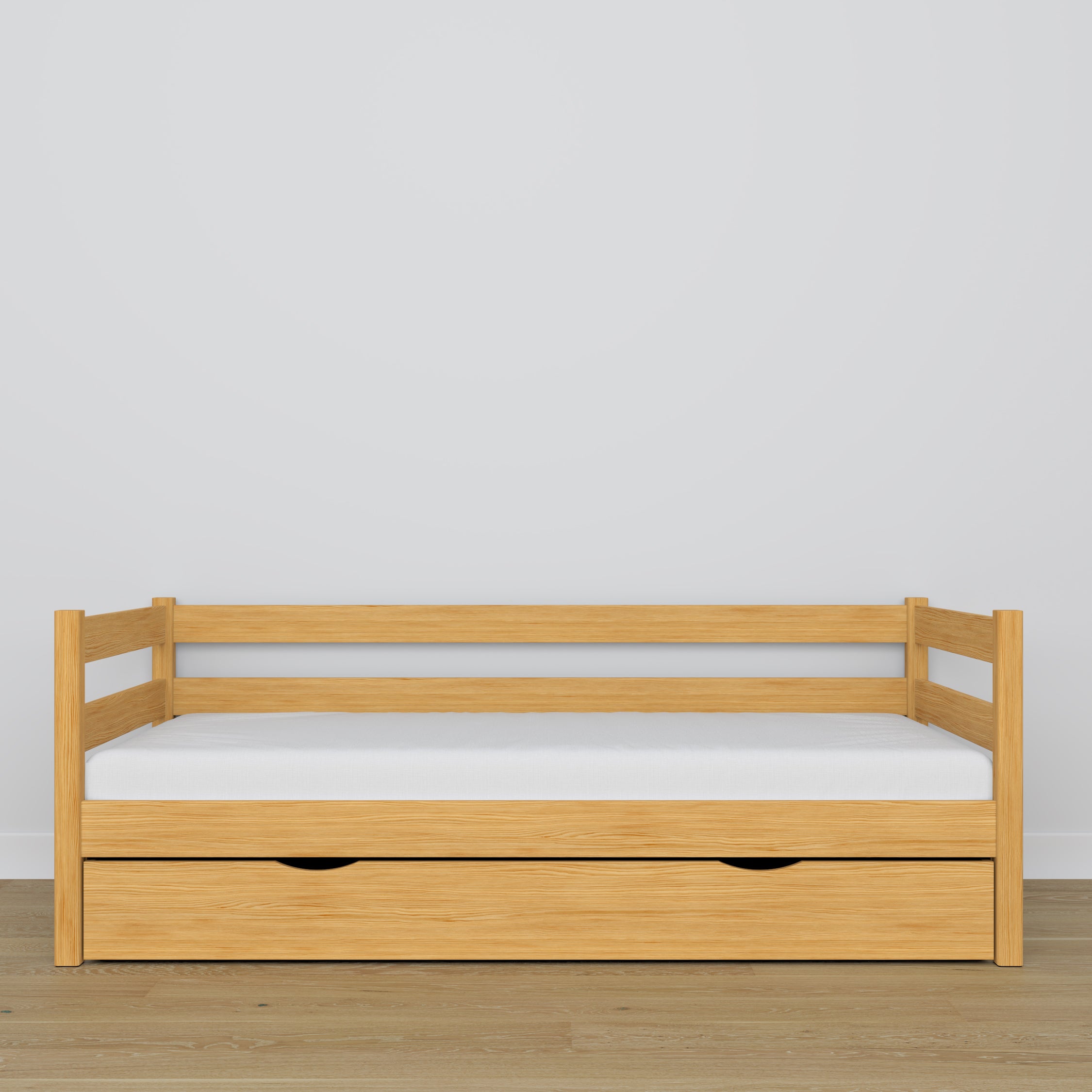 Sofa-lit avec tiroir pin naturel en bois – dimensions et schéma, Nizio