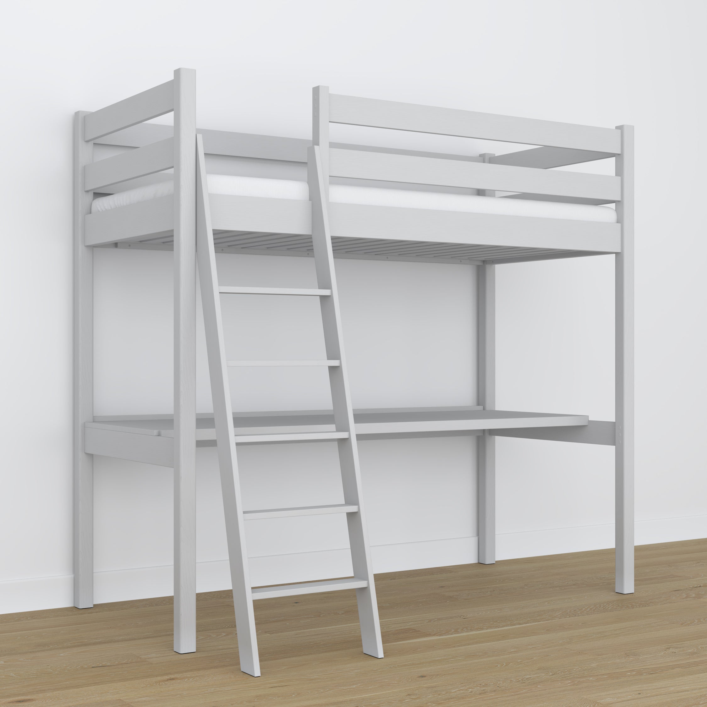 Lit mezzanine avec bureau gris en bois – dimensions, Nizio Home