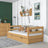 Sofa-lit pin naturel – barrière latérale en bois, vue de côté, Nizio