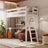 Lit mezzanine en bois blanc – espace libre sous la chambre, Nizio