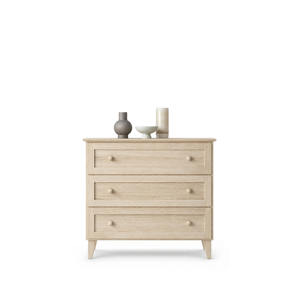 Commode z 3 tiroirmi en chêne chêne blanchi 105 cm – chambre, style scandinave