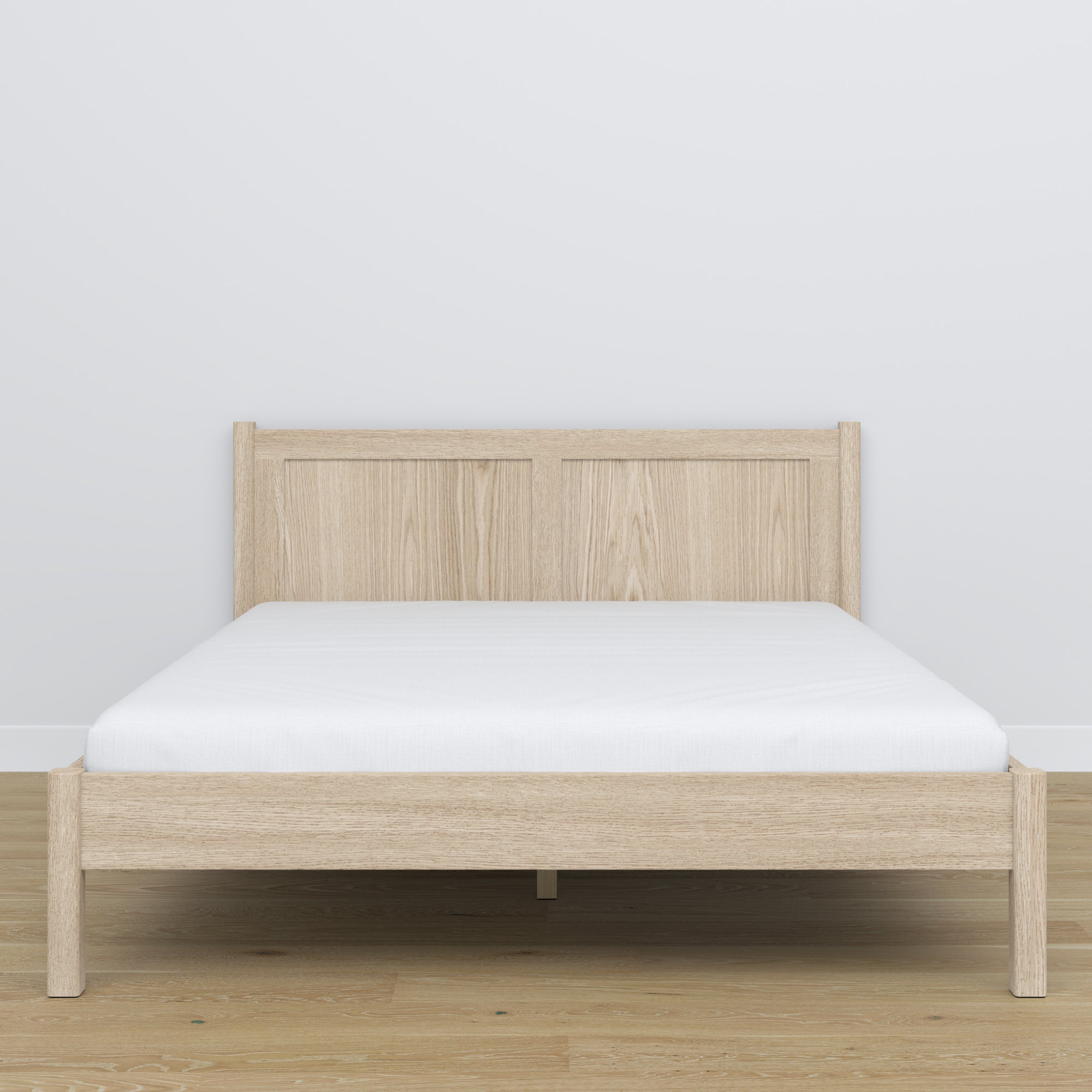 Lit double chêne blanchi – sommier à lattes en chêne, Nizio Home