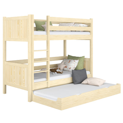 Lit superposé avec tiroir pour matelas en bois pin incolore – chambre d'enfant scandinave