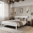 Lit double en bois blanc – vue de côté, proportions et forme, chambre
