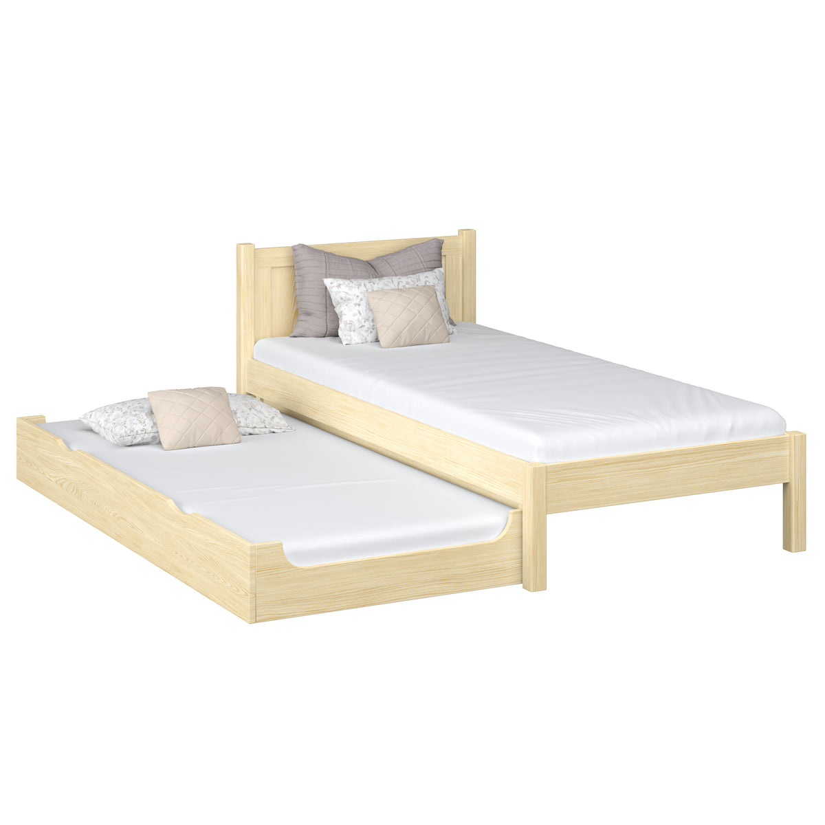 Lit avec tiroir pour matelas en bois pin incolore – chambre d'enfant, scandinave Nizio
