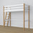 Lit mezzanine en bois blanc-chêne – espace libre sous la chambre, Nizio