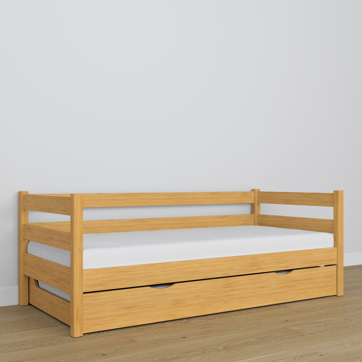 Łóżko sofa z szufladą na materac N01 sosna naturalna – dodatkowy widok, trwała jakość Nizio Home