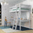 Lit mezzanine avec bureau en bois gris – échelle i barrière ochronna