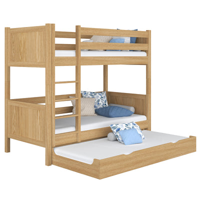 Lit superposé avec tiroir pour matelas en chêne chêne naturel – chambre d'enfant scandinave