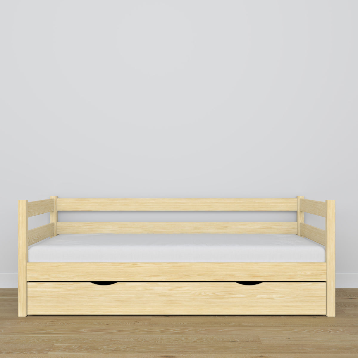 Sofa-lit avec tiroir pin incolore en bois – dimensions et schéma, Nizio