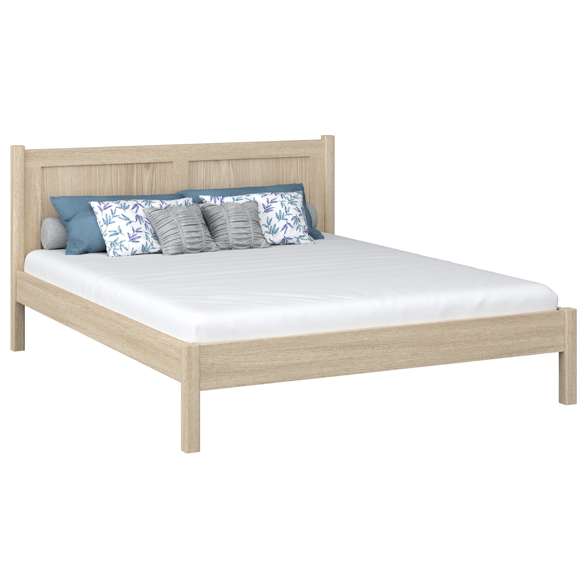Lit double chêne blanchi w chambre – décoration avec literie, style scandinave