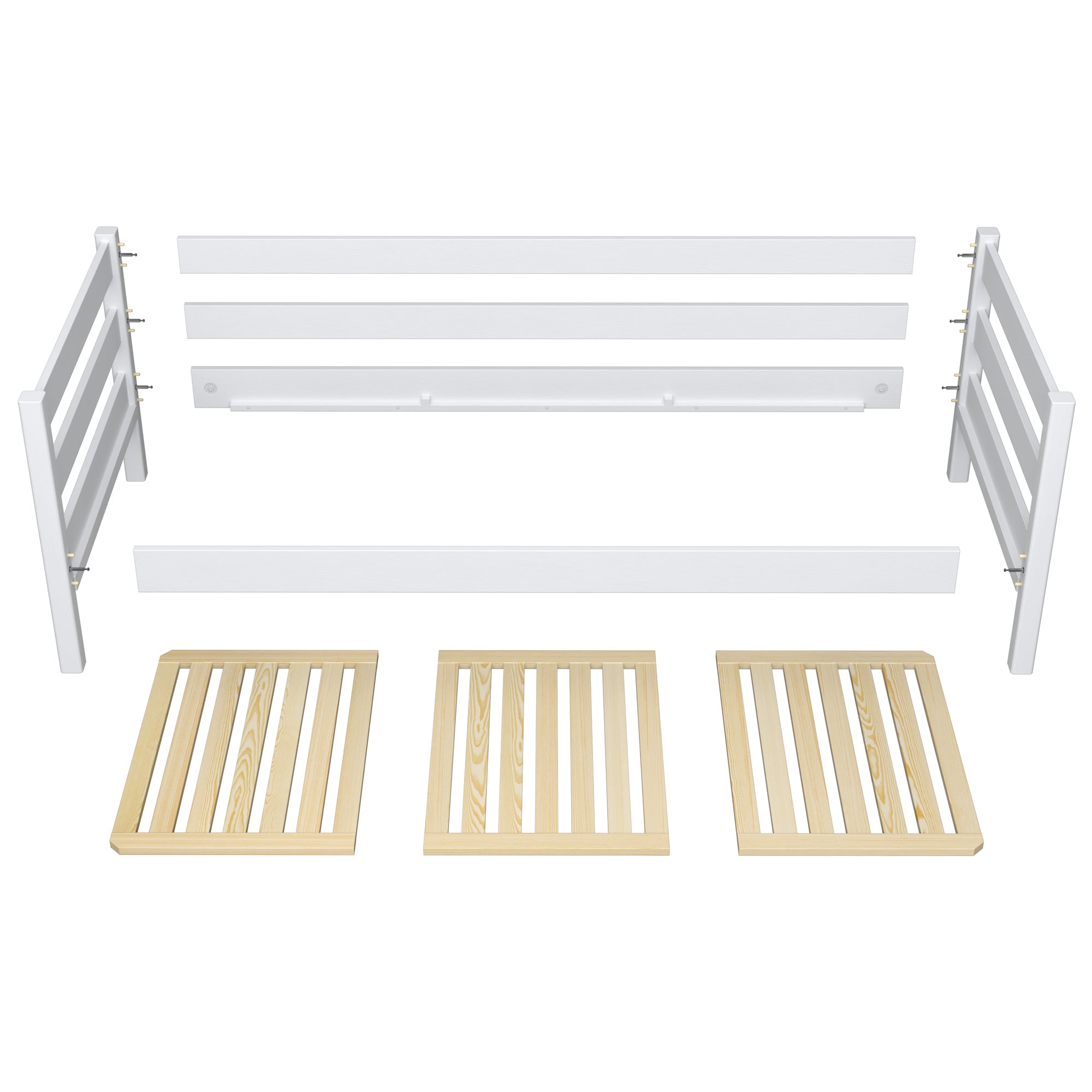 Sofa-lit en bois gris – vue en biais, scandinave