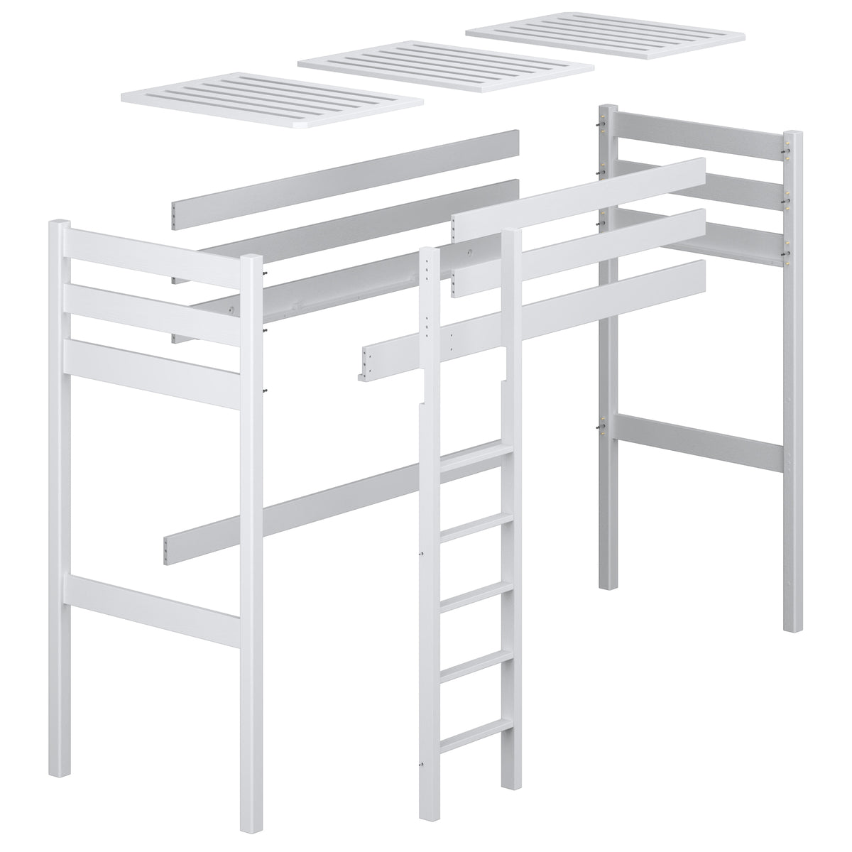 Lit mezzanine en bois blanc – proportions de la chambre d'enfant, Nizio
