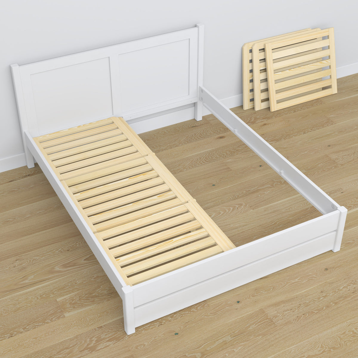 Lit double avec tiroir en bois blanc – capacité i fonctionnalité