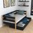 Sofa-lit noir-chêne z tiroir – rangement spacieux, en bois, Nizio