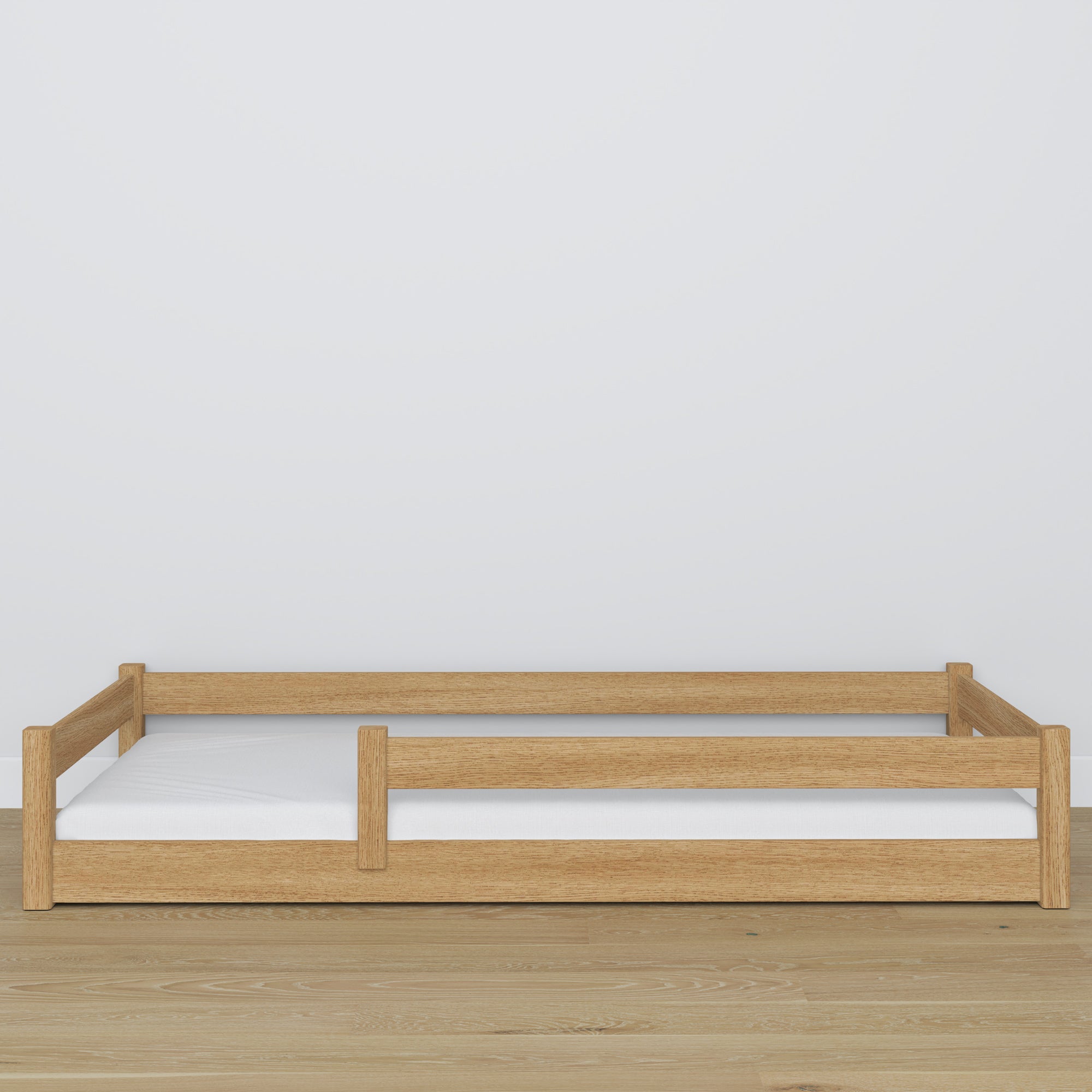 Lit bas chêne naturel w chambre – décoration scandinave, en chêne