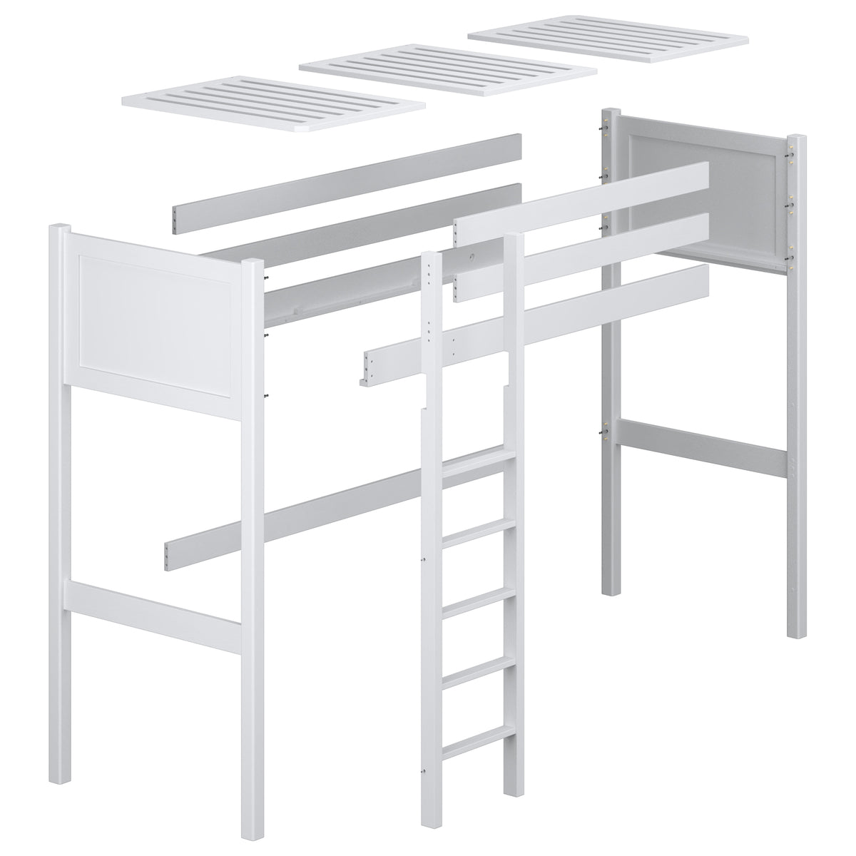 White and Oak Wooden Loft Bed – Children’s Room Proportions, Nizio