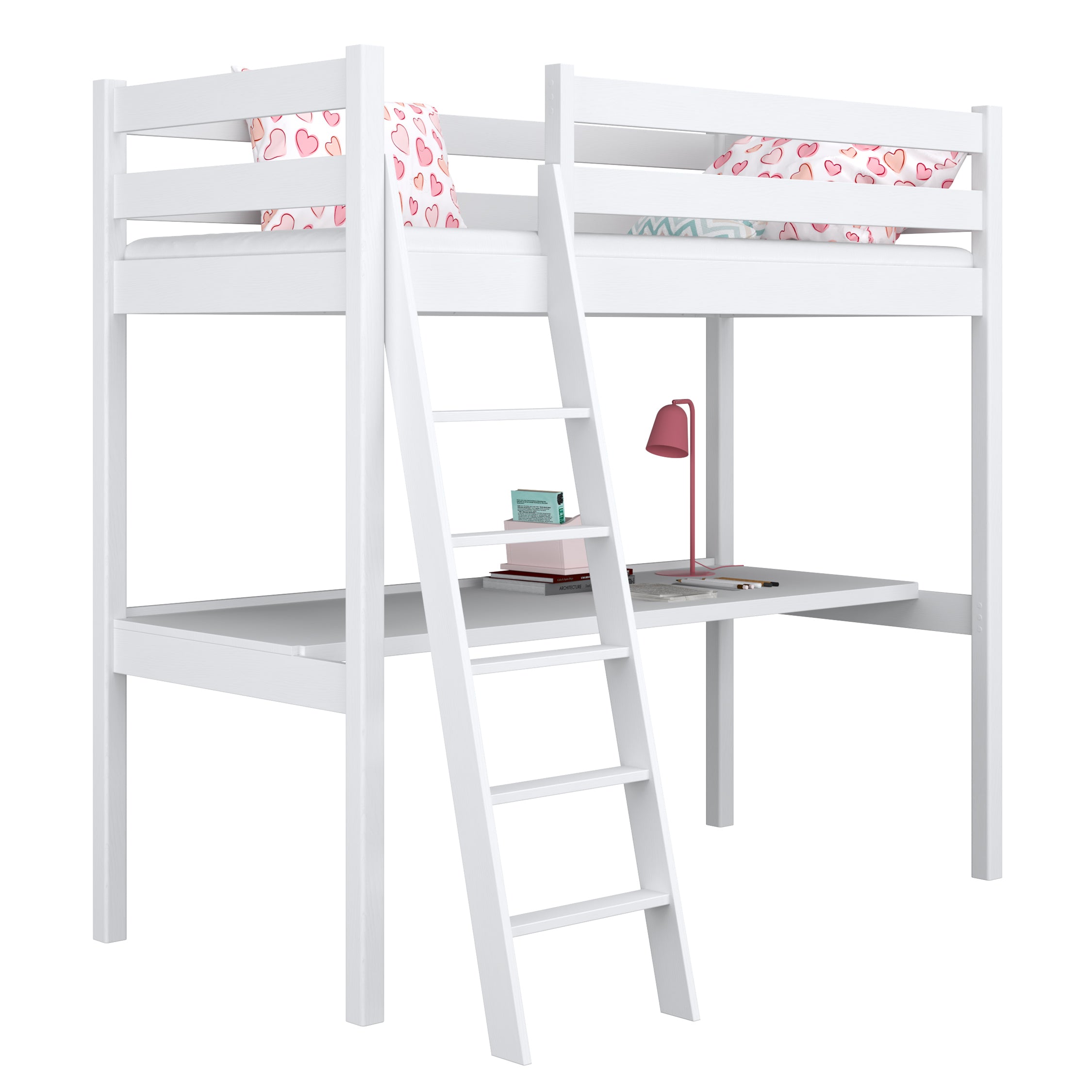 lit mezzanine avec bureau N03 en bois dans la couleur sur commande RAL/NCS – bois massif, Nizio