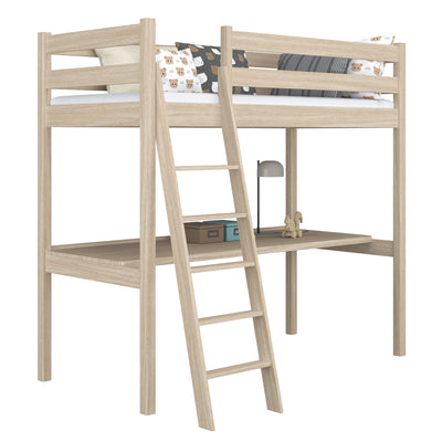 Lit mezzanine avec bureau en chêne chêne blanchi – chambre d'enfant, scandinave Nizio