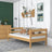 Sofa-lit en bois pin naturel – vue de côté, forme et proportions du meuble