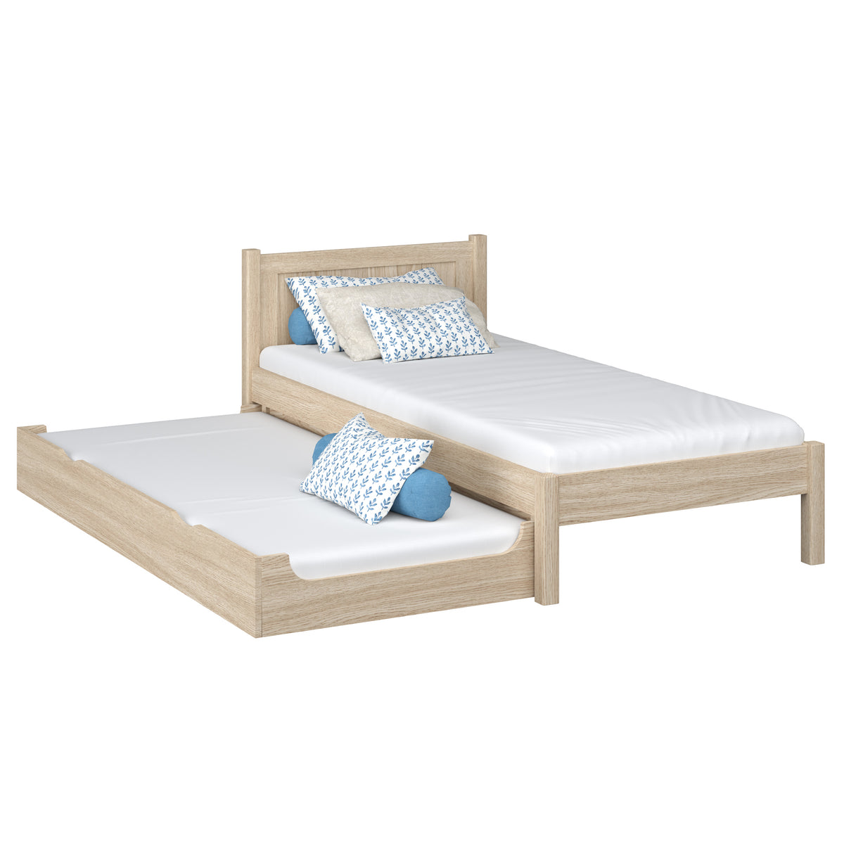 Lit avec tiroir pour matelas en chêne chêne blanchi – chambre d'enfant, scandinave Nizio
