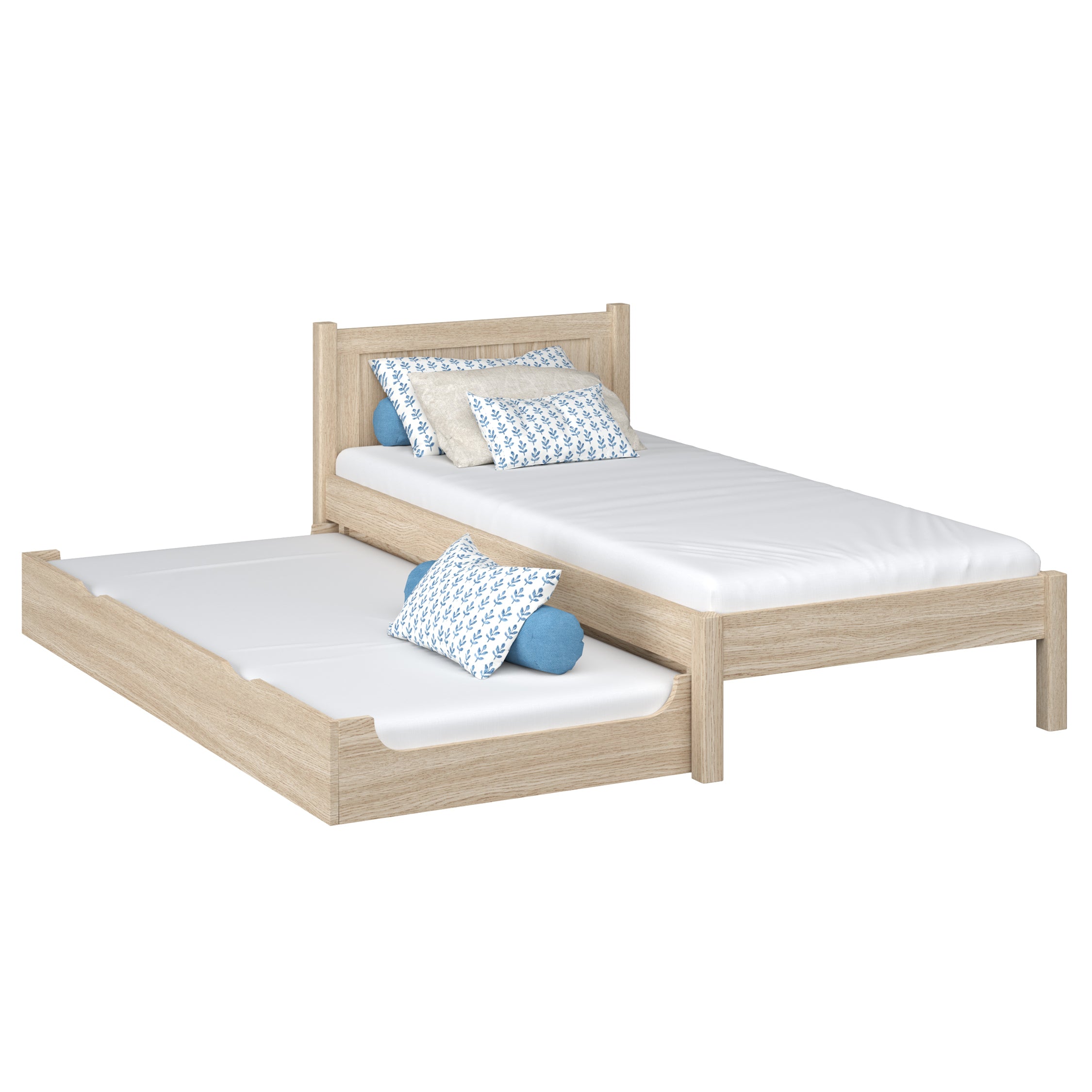 Lit avec tiroir pour matelas en chêne chêne blanchi – chambre d'enfant, scandinave Nizio