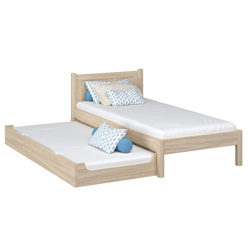 Lit avec tiroir pour matelas en chêne chêne blanchi – chambre d'enfant, scandinave Nizio