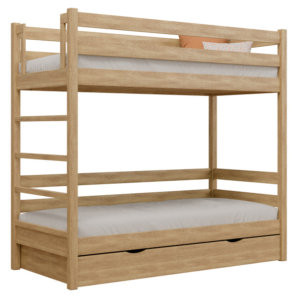 Oak bunk bed with drawer N03 oak natural
