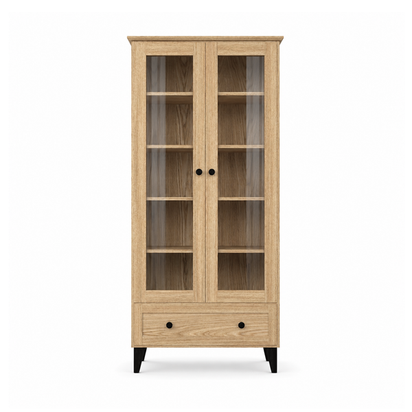 Vitrine 1S 90 Scandi en chêne chêne naturel / noir