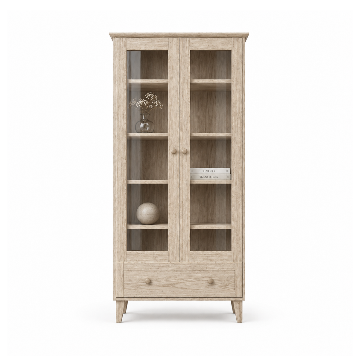 Vitrine en chêne 1S 90 Scandi chêne blanchi